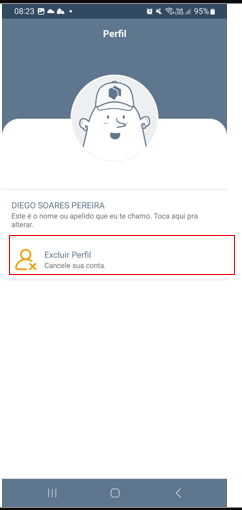 Selecione a opção Excluir Perfil